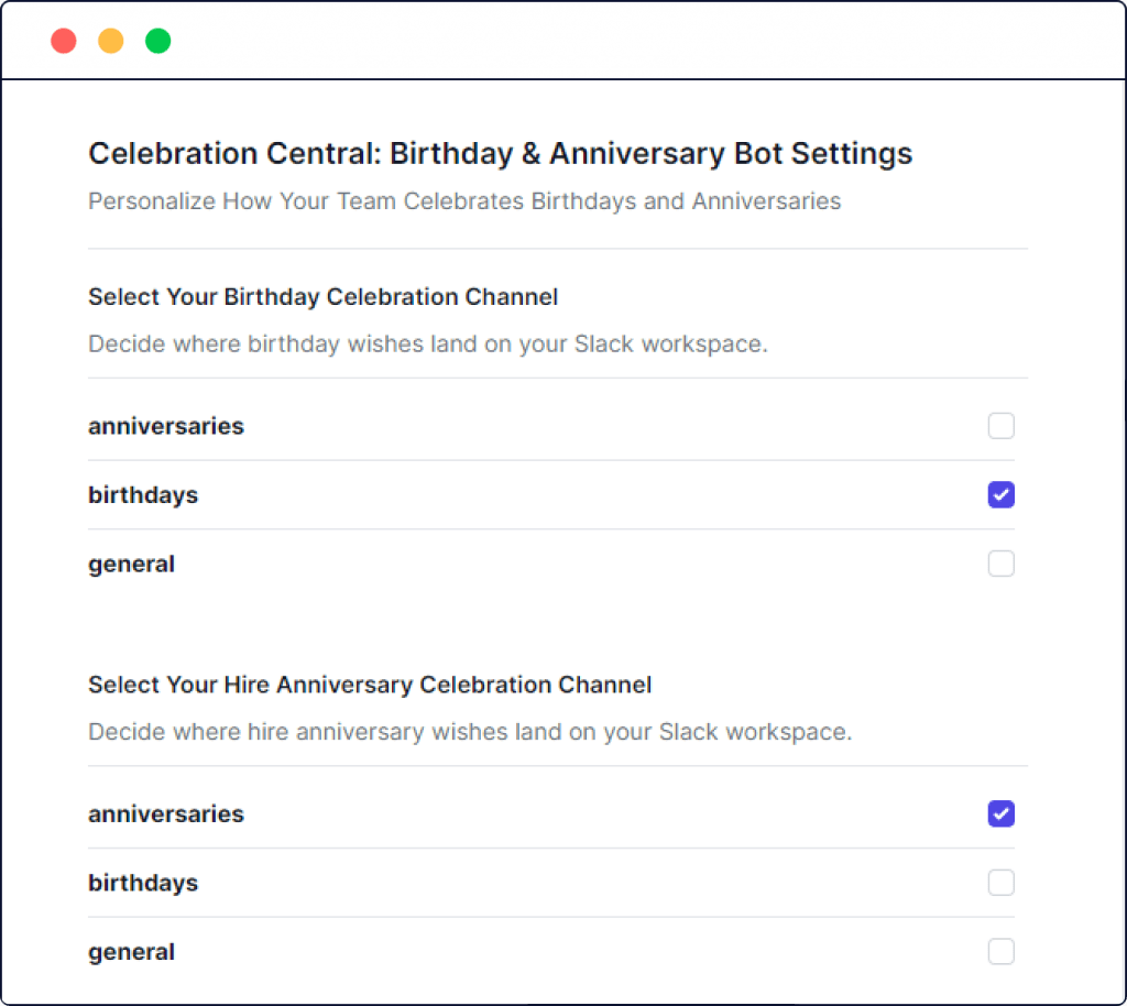 Slack birthday bot reminder example